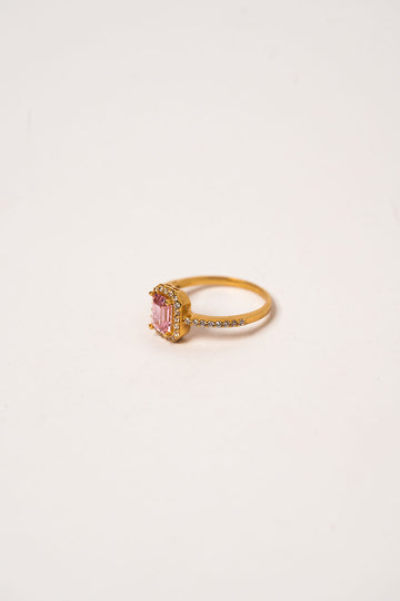 Anillo Con Circon Rosa